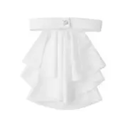 Elegant White Ruffle Necktie Jabot Collar for Medieval and Renaissances Costumes