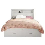 Porcia Timber Bed with Storage Shelves & Drawers - White
