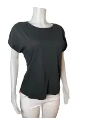 Theory Women Top Size L Black Blouse Cap Sleeve Round Neck NWT $95. N130