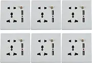 6X 2.1A Dual USB Wall Charger Socket Adapter Universial Power Outlet Panel Wite Switch