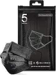 Premium Black Face Masks Disposable, 3-Ply Elastic Ear Loop Covering Mask (Pack of 50)