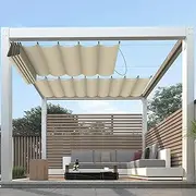 FLORALEAF 3'×12' Pergola Shade Cover Retractable Pergola Replacement Canopy Slide Shade Sail with Cable Hardware for Outdoor Patio Porch Garage Deck Backyard Awning, ARC16E0312TN