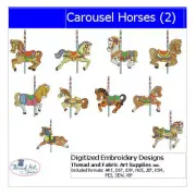 Embroidery Design Set - Carousel Horses(2) - 10 Designs - 9 Formats - USB Stick