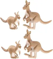 FAVOMOTO 4pcs Kangaroo Microlandscape Kangaroo Figure Plastic Miniature Kangaroo Decors Kangaroo Statue Decor Kangaroo Figurine Mini Kangaroo Statue Kangaroo Decoration PVC Light Brown