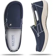 [WALK·HERO COMFORT AND SUPPORT] Womens Slip On Shoes - Casual Boat Loafers Shoes for Women with Arch Support - Plantar Fasciitis Canvas Sneakers for Daily Walking