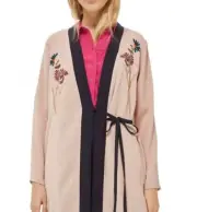 Tokyo Tiger Embroidered Duster boho chic Topshop LONG Coat Size 10 US NEW!