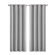 Marlow 2x Blockout Curtains Panels 3 Layers Eyelet Room Darkening 132x160cm Grey