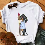 FUNNY DOG T-SHIRTS搞笑小狗歐美休閒短袖百搭短袖寬鬆大尺碼T恤女MOXUAN888