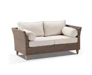 Outdoor Carolina 2 Seater Outdoor Wicker Lounge - Harper - Outdoor Wicker Lounges - Brushed Wheat, Cream cushion