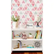 Pink Triangles wall decor Scandinavian mural Geometric removable wallpaper