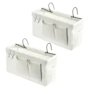2pcs Bedside Caddy, Bed Caddy Bunk Bed Caddy Bedside Organizer with Hooks, White