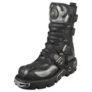 New Rock Boot Metallic M-107-s2 Unisex Black Platform Boots - 13 US