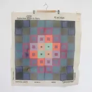 Vtg LARGE MCM Geometric Needlepoint Canvas SEG FRANCE P. Nicholas Crescendo 18