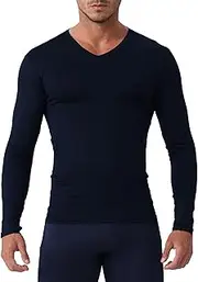 [Queerier] Men's Compression Shirt V Neck Long Sleeve Workout Shirts Cool Dry Athletic Gym Undershirts Active Sports Baselayer Tops