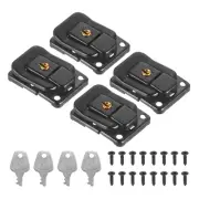 Suitcase Lock Hasp 1.6"x1.10",4Pcs Iron Toggle Catch Latch with Key/Screw,Black