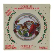 Corelle Corning 1991 Holiday Collector Plate Santa Visions of Sugar Plums in Box