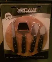 BRAND NEW Farberware 5 Piece Cheese Set ~ Board, Cleaver, Knife, Plane & Spade