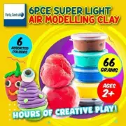 Modelling Clay 6pc Assorted Colours Air Dry Kids Birthday Favours Party Activity