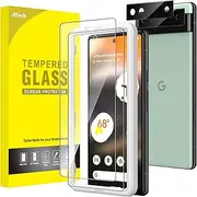 [JETech] Screen Protector for Google Pixel 6a 6.1-Inch with Camera Lens Protector, Easy Installation Tool, Fingerprint Compatible, Tempered Glass Film, HD Clear, 2-Pack Each