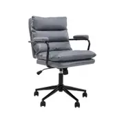 Kinsley Soft Pad PU Leather Office Task Desk Computer Chair Arms Rest Grey