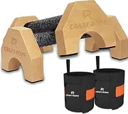 CRAZYROPE Wooden Parallettes with Wrist Wraps, Push Up Bar Push Up Handle, Calisthenics Equipment for Fitness, Gymnastics, Aerobics, Home Workout Equipment for Men & Women