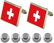 [Select Gifts] Shirt Dress Studs Switzerland Flag Cufflinks