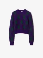 Burberry Cropped Argyle Wool Sweater Daniel Lee