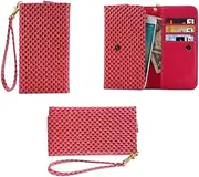 DFV Mobile - Cover Premium Case with Design Pearl Grid Texture with Card Slots & Lanyard Compatible with Samsung Galaxy Core Plus - Pink