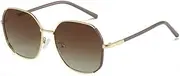 [HAZARA] Gradient Color Large Frame Sunglasses Anti-Ultraviolet Metal Polarized Sunglasses Women's Sunglasses (Color : 2)