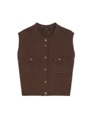 Cotton-blend yarn gilet M CHOCOLATE