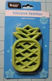 B-pure Brand: Green Pineapple Soft Silicone Teether, 3-24 Months, New, Free Ship
