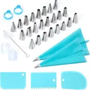 34Pcs Piping Bags and Tips Set, Bake Cake Decorating Kit with 24 A Set