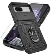 for Google Pixel 8A Case with HD Screen Protector & Slide Camera Cover & Black