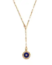 Roberto Coin 18K Rose Gold Diamond & Blue Lapis Obelisco Medallion Paperclip Necklace, 19