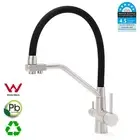 Round 3 Ways Pull Down Kitchen Mixer Tap Pure Water Sink Faucet Brushed Nickel