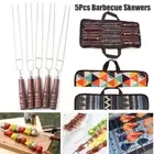 5Pc U-shaped Barbecue Skewers Stainless Steel Double Prongs BBQ Shish Kebab +Bag