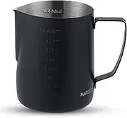 MAXCOOK Milk Frothing Pitcher, 34 oz Milk Frother Cup with Clear Scale, 304 Stainless Steel Steaming Pitcher,Cappuccino Espresso Machine Accessories for Coffee, Milk Steamer Cup (1000 ml, Black)