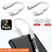 2x Type C to 3.5mm Cable Earphone Headphone Jack Plug Aux Audio USB-C Adapter