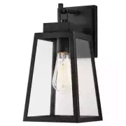 Hampton Bay Corbin Medium 13 in. Modern 1-Light Black Tapered Hardwired Outdoor