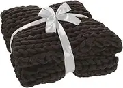 Jolipa Dark Grey Acrylic Knitted Blanket