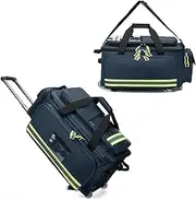 Portable Emergency Medical Duffle Bag, Medical Trolley Bag with Wheels Large Capacity First Aid Kit - Trauma Bag Empty with Compartments, RemovableFirstResponder Outdoor Kit(Blue)