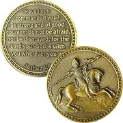 Christian Warrior Challenge Coin Strength and Courage Pocket Token Bible Verses Gift