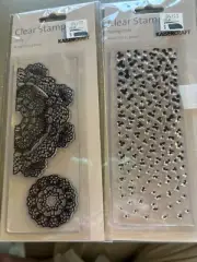 KaiserCraft Clear Stamps DOILY & FADING DOTS Lot of 2 NEW