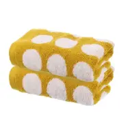 2 Pcs Gym Hand Towels Yellow Towels 13 x 29 Inch for Gym (Dots)