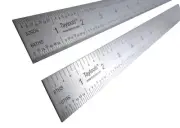 24" Rigid Machinist Rule Ruler Hardened Spring Steel 4R Graduations in 1/8", ...