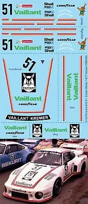 1/12 Decals for Porsche 935 Vaillant Nr 51 DRM Zolder Woller 1977 Decal TBD483