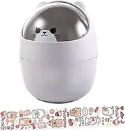 TINEASUR Desktop Trash Can Lids Car Trash Can Bin Mini Trash Can Water Dispenser Trash Can with Lid Mini Fridge Smart Trash Can Cute Trash Can Trash Bag Small Trashcan White