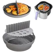 Air Fryer Silicone Pot With Dividing Pad Foldable Round Baking Tray Silicone Reusable Air Fryer Liners