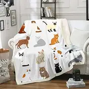 Homemissing Cats Sherpa BlanketCute Cat Animal Fleece Throw Blanket for Kids Boys Girls Pet Cat Breed Plush Blanket Lovely Grey Orange Black Cat for Sofa Bed,Baby 30x40 Inch