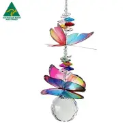 Large Rainbow Butterfly Crystal Suncatcher gift for her, hanging suncatchers